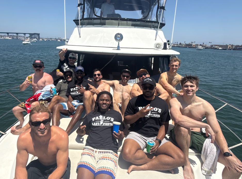 Group of friends relaxing on private yacht charter on San Diego Bay