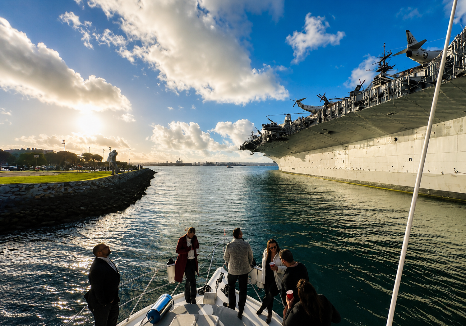 San Diego party boat interior — yacht cabin and amenities on private charter boat rental