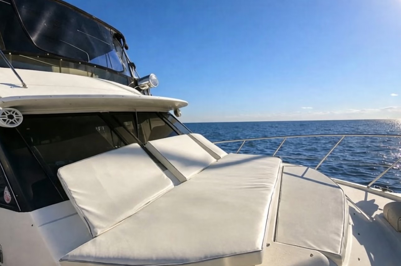 Boat rental San Diego — bow of private party yacht cruising San Diego Bay with scenic water views