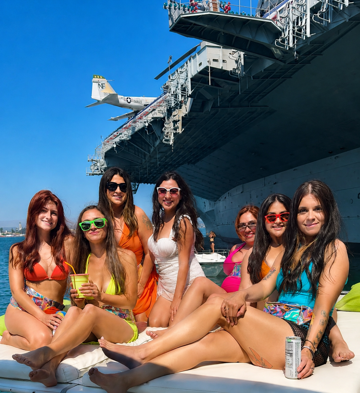 San Diego party boat rental — guests enjoying private yacht charter on San Diego Bay